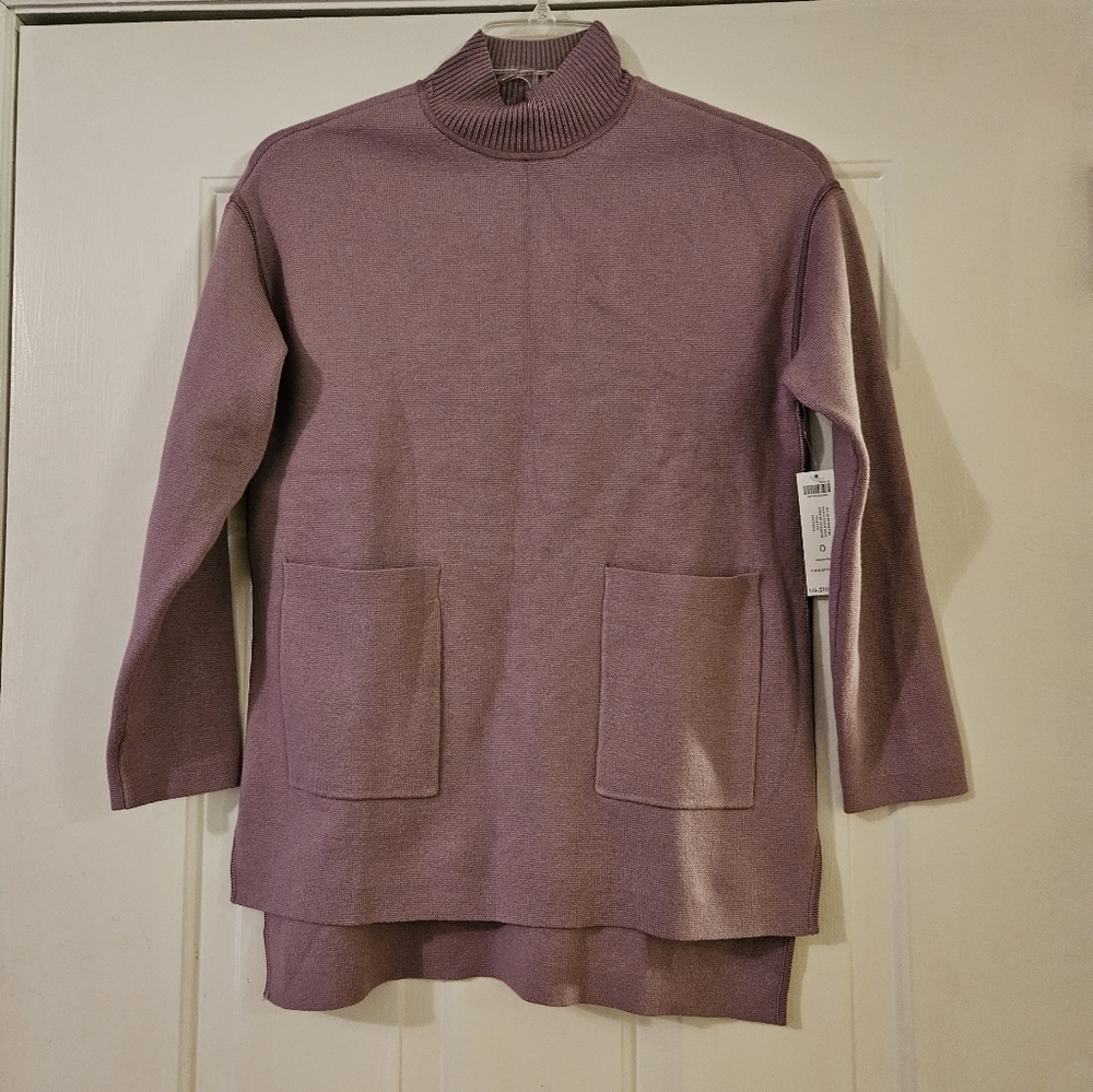 Chico's Lavender Mock Neck Pullover Sweater Heavyweight W Pockets Sz 0 NWT